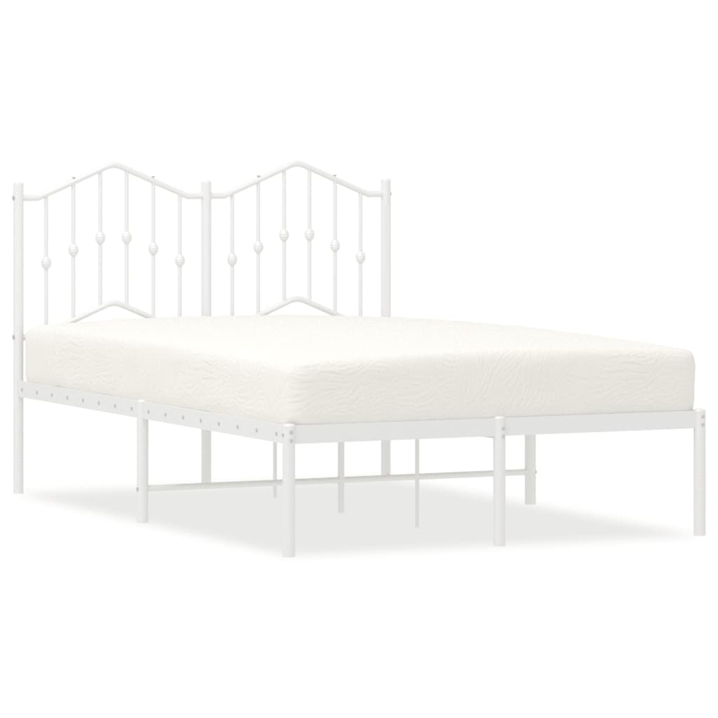 Vidaxl bedframe met hoofdbord metaal wit 120x200 cm