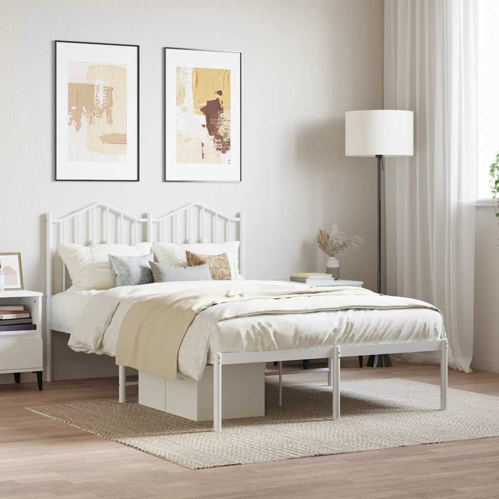 Vidaxl bedframe met hoofdbord metaal wit 120x200 cm