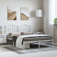 Vidaxl bedframe met hoofdbord metaal wit 135x190 cm