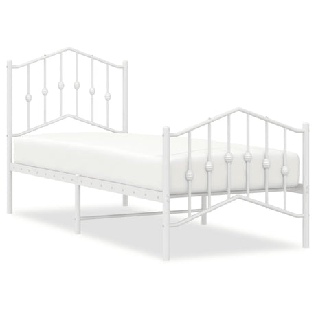 Vidaxl bedframe met hoofd- en voeteneinde metaal wit 75x190 cm