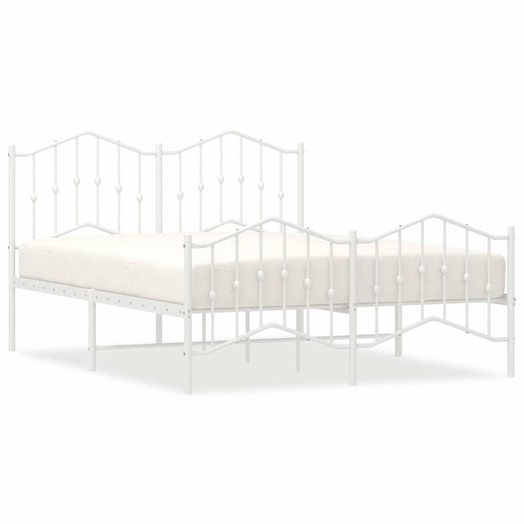 Vidaxl bedframe met hoofd- en voeteneinde metaal wit 135x190 cm