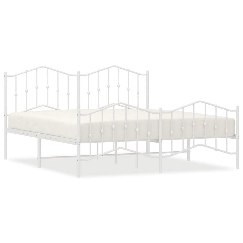 Vidaxl bedframe met hoofd- en voeteneinde metaal wit 183x213 cm