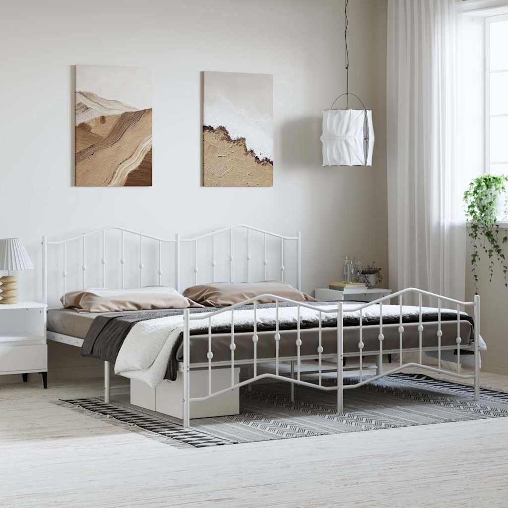 Vidaxl bedframe met hoofd- en voeteneinde metaal wit 183x213 cm