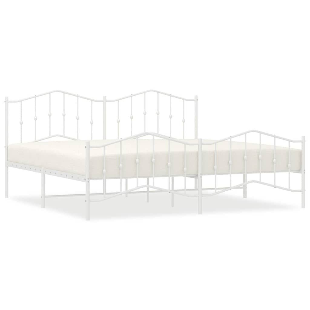 Vidaxl bedframe met hoofd- en voeteneinde metaal wit 193x203 cm