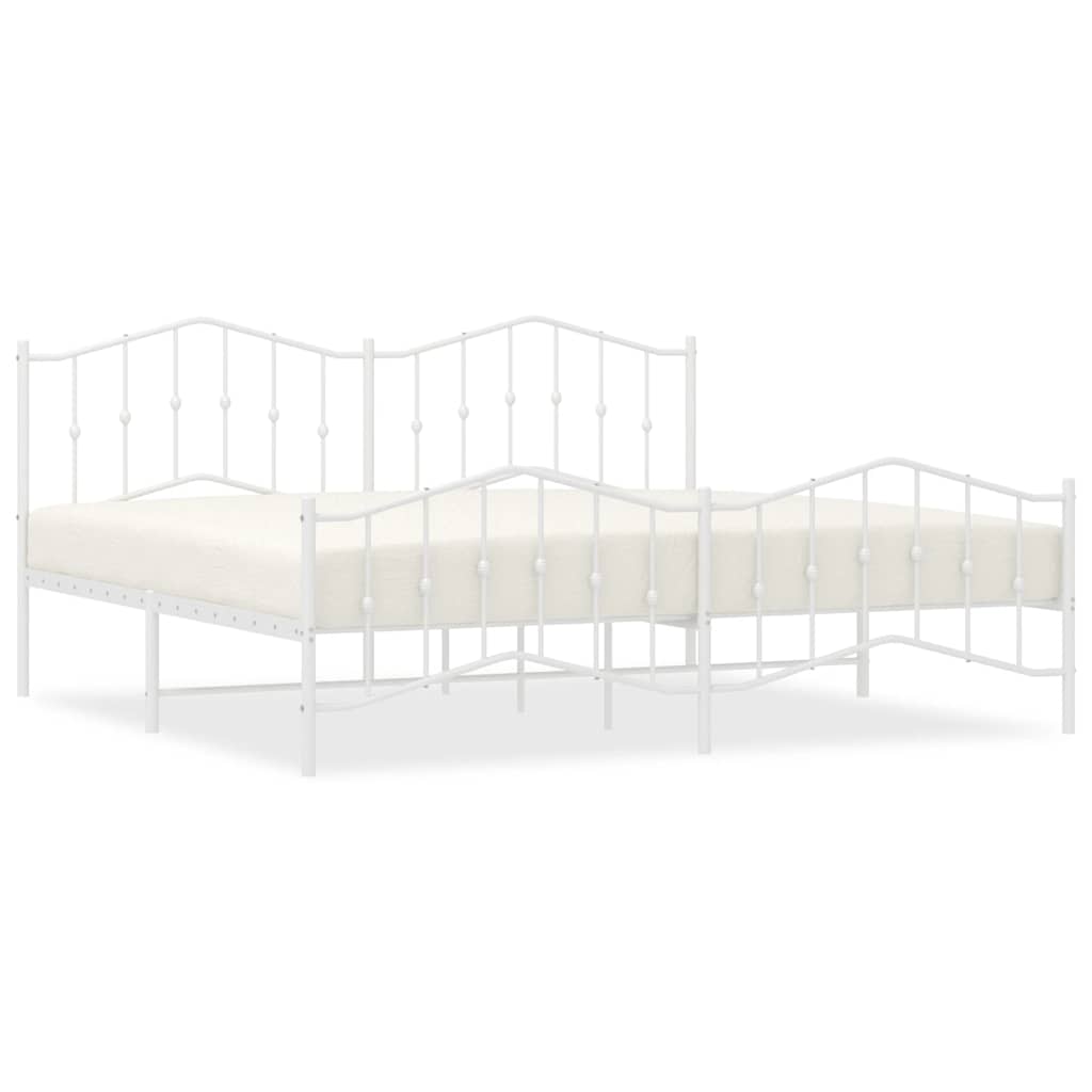 Vidaxl bedframe met hoofd- en voeteneinde metaal wit 200x200 cm