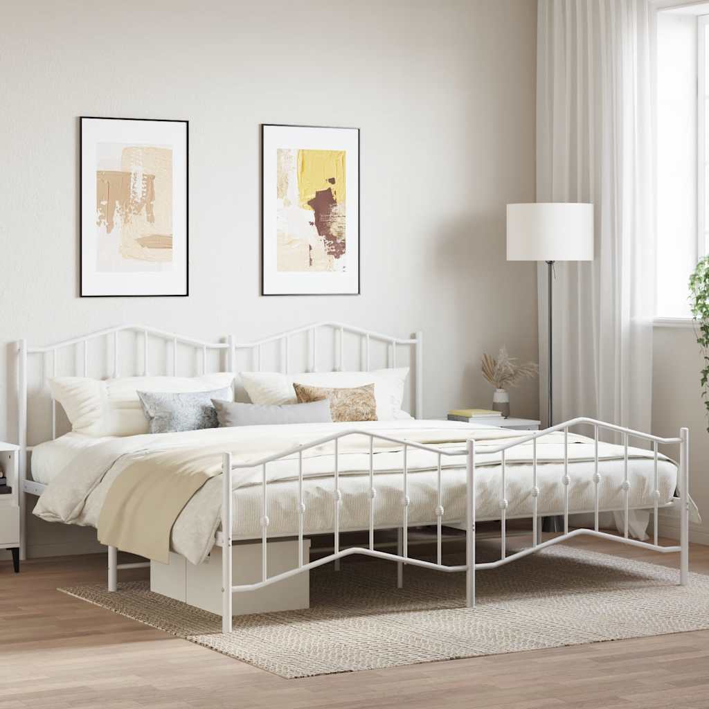 Vidaxl bedframe met hoofd- en voeteneinde metaal wit 200x200 cm