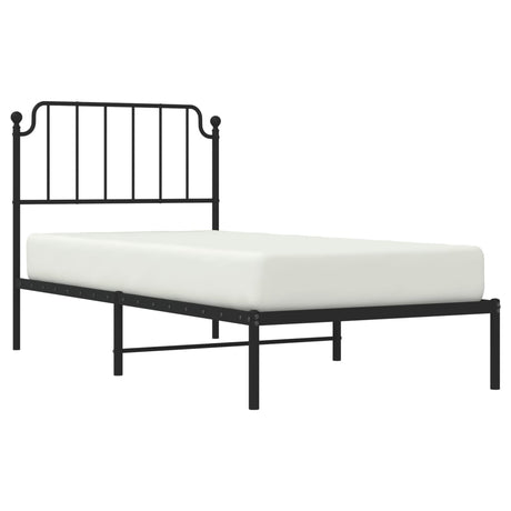 Vidaxl bedframe met hoofdbord metaal zwart 90x200 cm