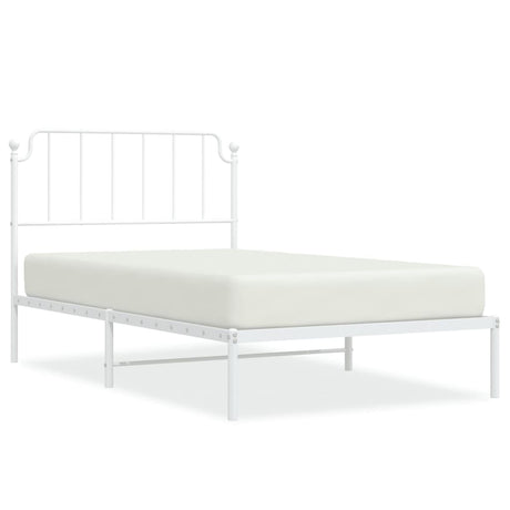 Vidaxl bedframe met hoofdbord metaal wit 107x203 cm