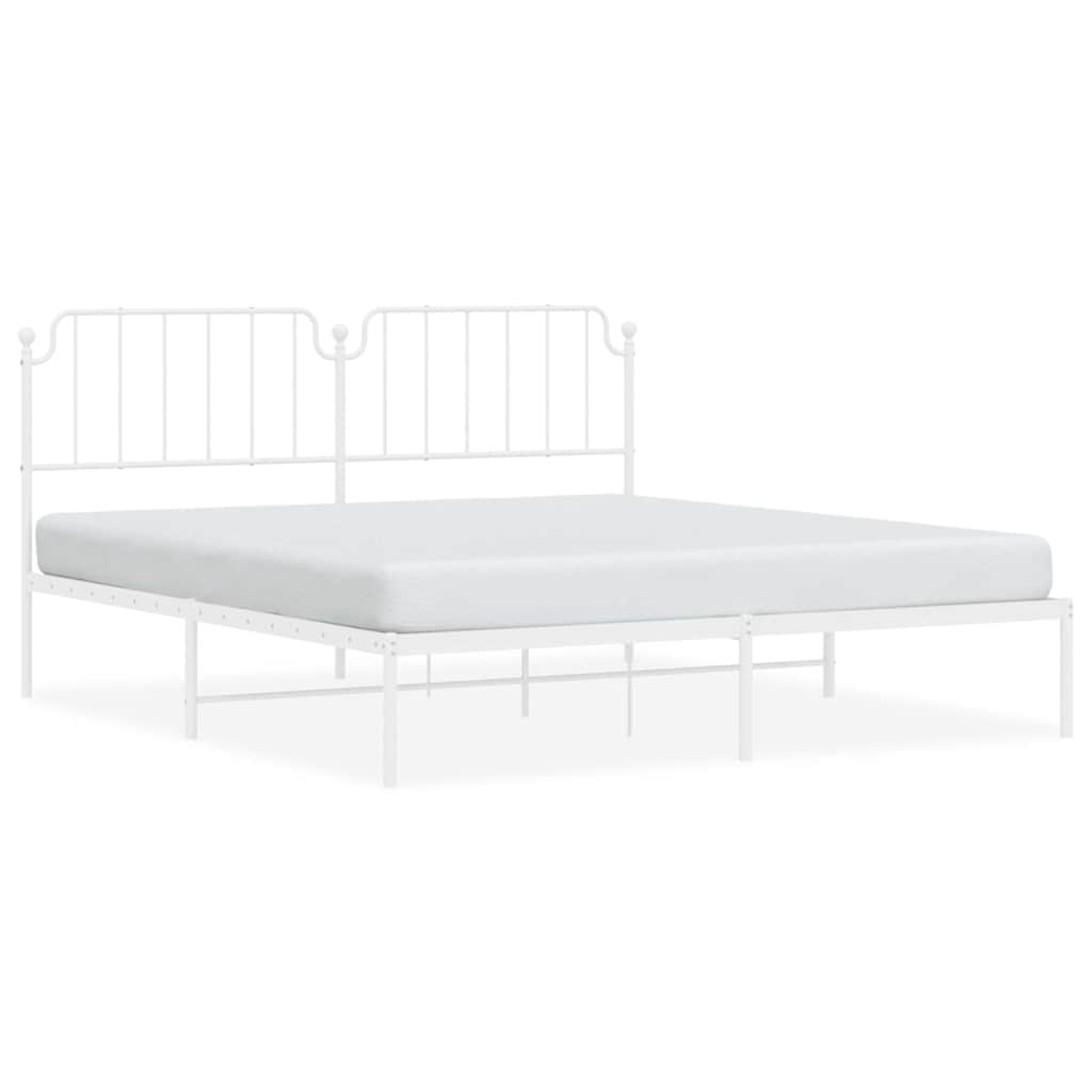 Vidaxl bedframe met hoofdbord metaal wit 183x213 cm