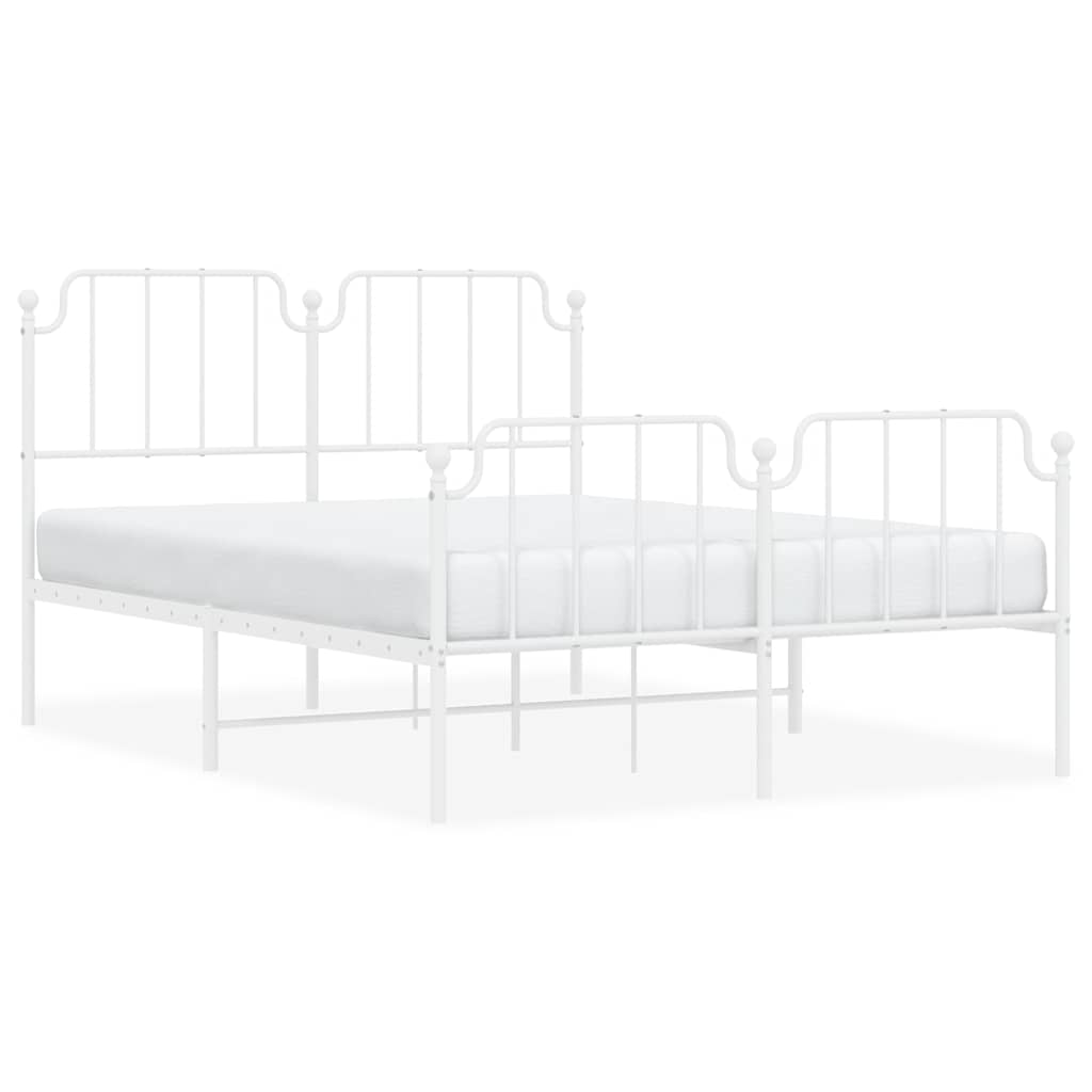 Vidaxl bedframe met hoofd- en voeteneinde metaal wit 135x190 cm