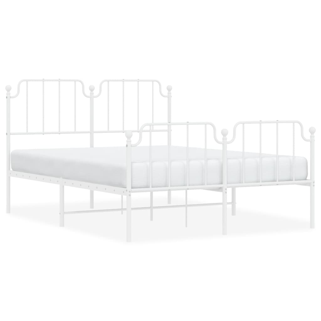 Vidaxl bedframe met hoofd- en voeteneinde metaal wit 140x190 cm