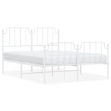 Vidaxl bedframe met hoofd- en voeteneinde metaal wit 140x190 cm