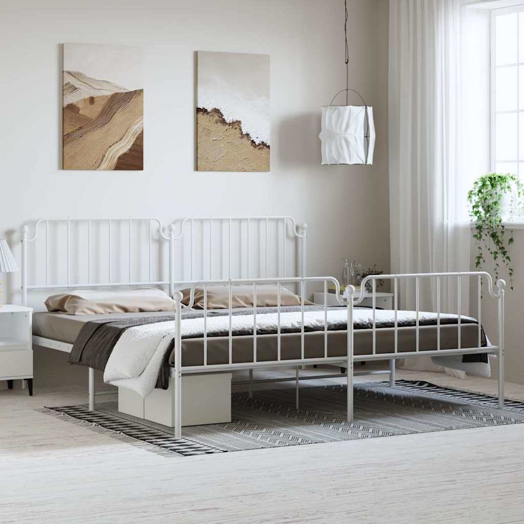 Vidaxl bedframe met hoofd- en voeteneinde metaal wit 183x213 cm