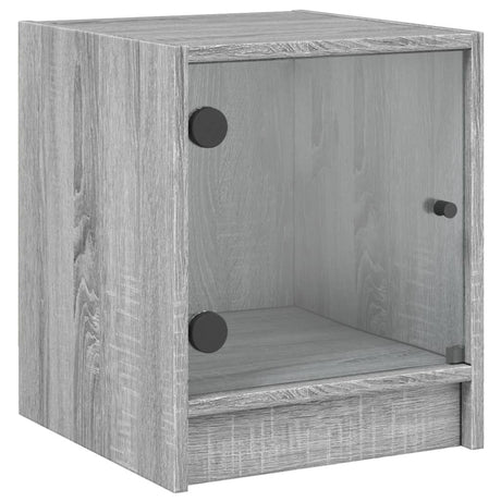 Vidaxl nachtkastje met glazen deur 35x37x42 cm grijs sonoma eikenkleur