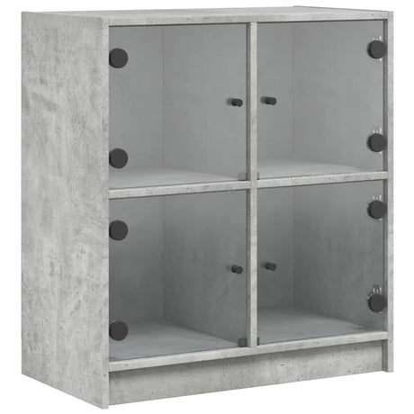 Vidaxl bijzetkast met glazen deuren 68x37x75,5 cm betongrijs