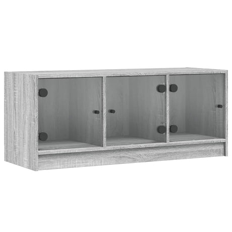 Vidaxl tv-meubel met glazen deuren 102x37x42 cm grijs sonoma eiken
