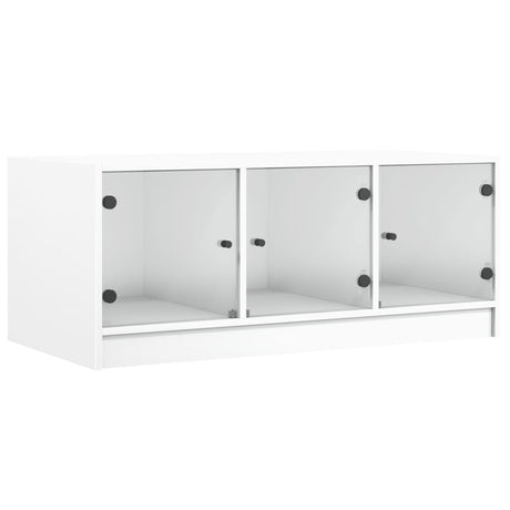 Vidaxl salontafel met glazen deuren 102x50x42 cm wit