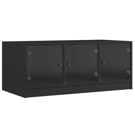 Vidaxl salontafel met glazen deuren 102x50x42 cm zwart