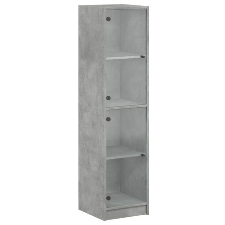Vidaxl hoge kast met glazen deuren 35x37x142 cm betongrijs