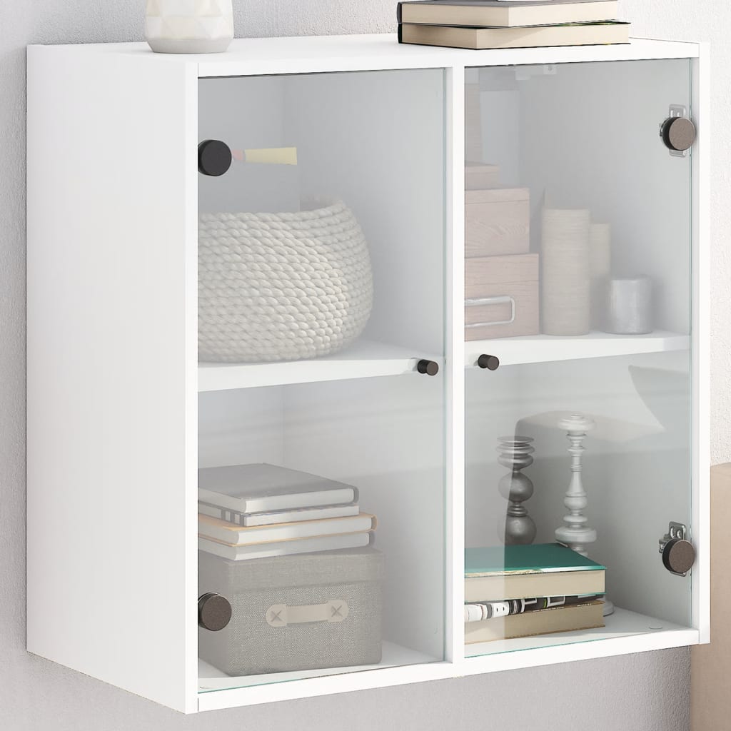 Vidaxl wandkast met glazen deuren 68x37x68,5 cm wit