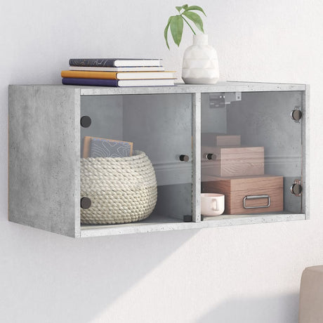 Vidaxl wandkast met glazen deuren 68,5x37x35 cm betongrijs