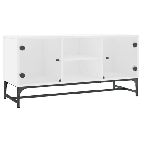 Vidaxl tv-meubel met glazen deuren 102x37x50 cm wit