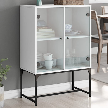 Vidaxl bijzetkast met glazen deuren 69x37x100 cm wit