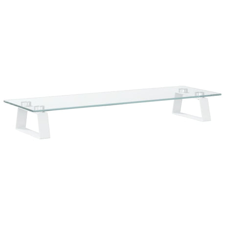 Stojak na monitor VidaXL 60x20x8 cm, szkło hartowane i metal, biały