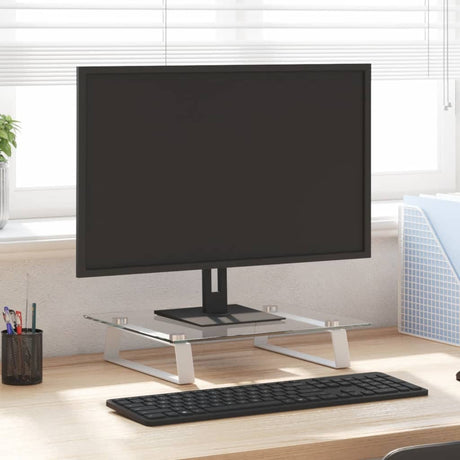 Stojak na monitor Vidaxxl 40x35x8 cm szkło hartowane i metal biały