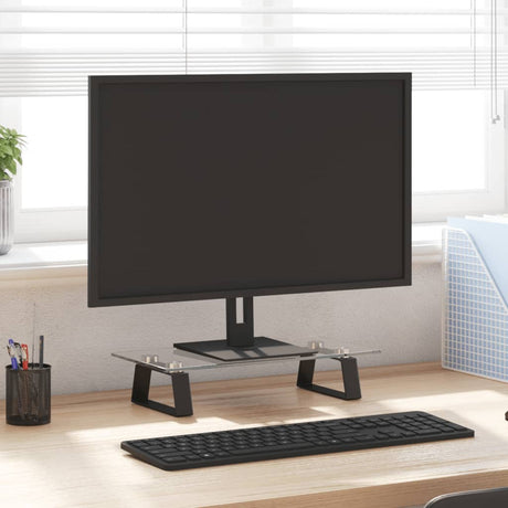 Stojak na monitor Vidaxx 40x20x8 cm szkło hartowane i metal czarny