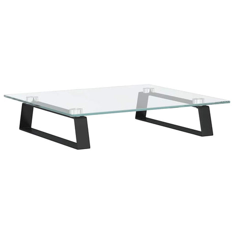 Stojak na monitor VidaXL 40x35x8 cm, szkło hartowane i metal, czarny