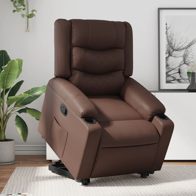 Vidaxl sta-op-fauteuil verstelbaar kunstleer bruin
