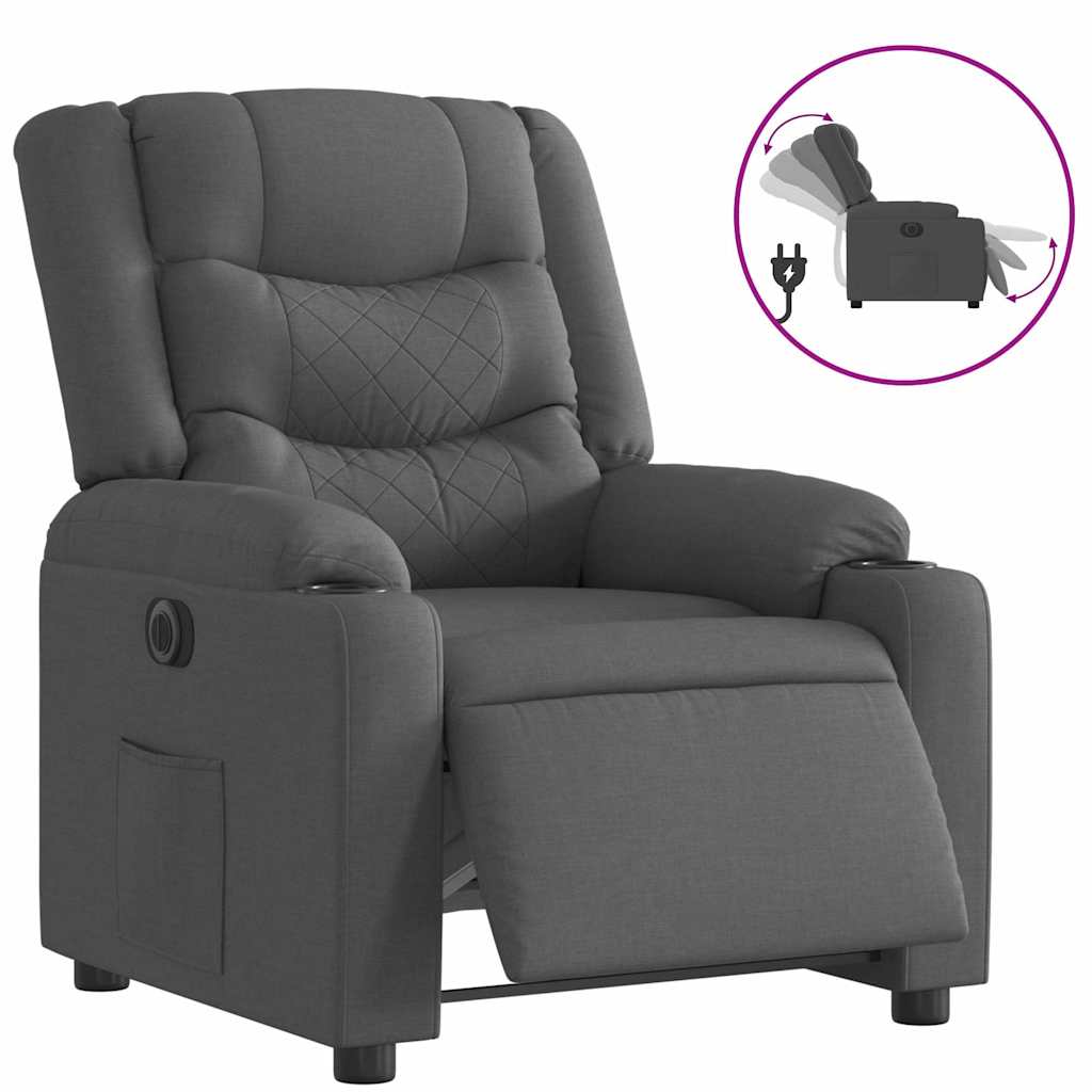 Vidaxl fauteuil elektrisch verstelbaar stof donkergrijs