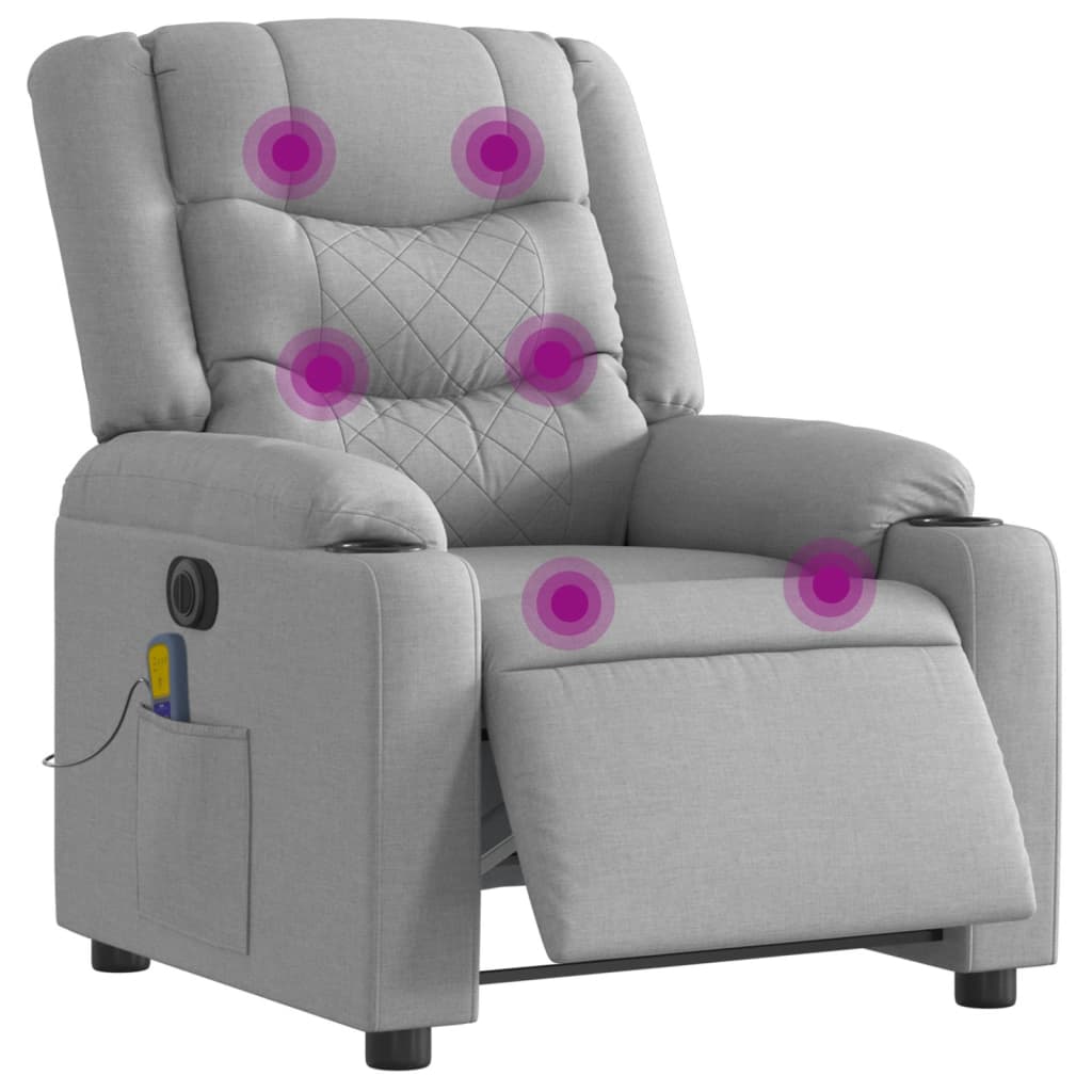 Vidaxl massagestoel elektrisch verstelbaar stof lichtgrijs