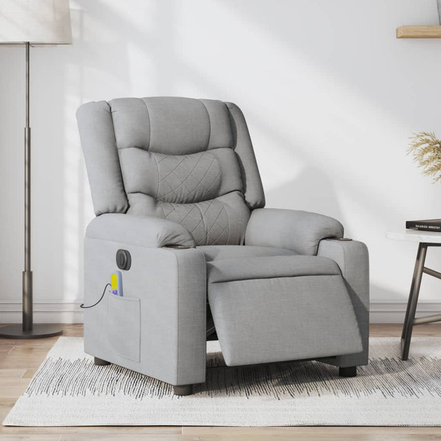 Vidaxl massagestoel elektrisch verstelbaar stof lichtgrijs