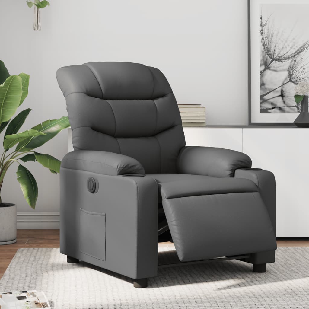 Vidaxl fauteuil verstelbaar elektrisch kunstleer grijs
