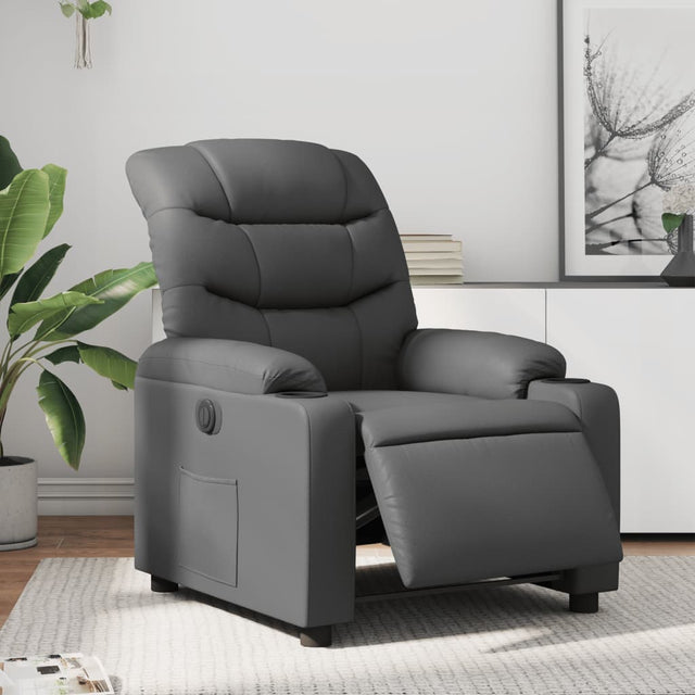 Vidaxl fauteuil verstelbaar elektrisch kunstleer grijs