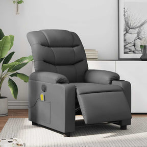 Vidaxl massagestoel verstelbaar elektrisch kunstleer grijs
