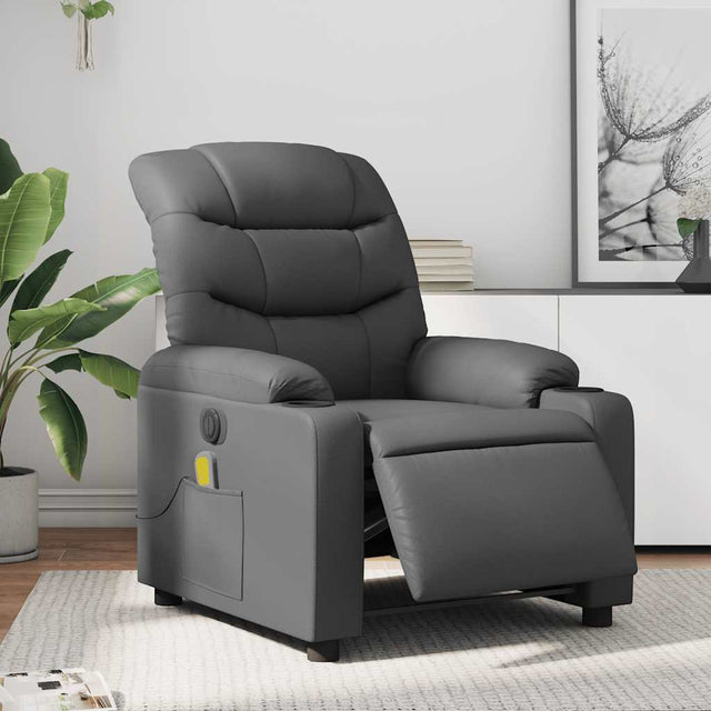 Vidaxl massagestoel verstelbaar elektrisch kunstleer grijs
