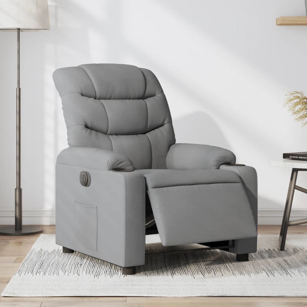 Vidaxl fauteuil elektrisch verstelbaar stof lichtgrijs