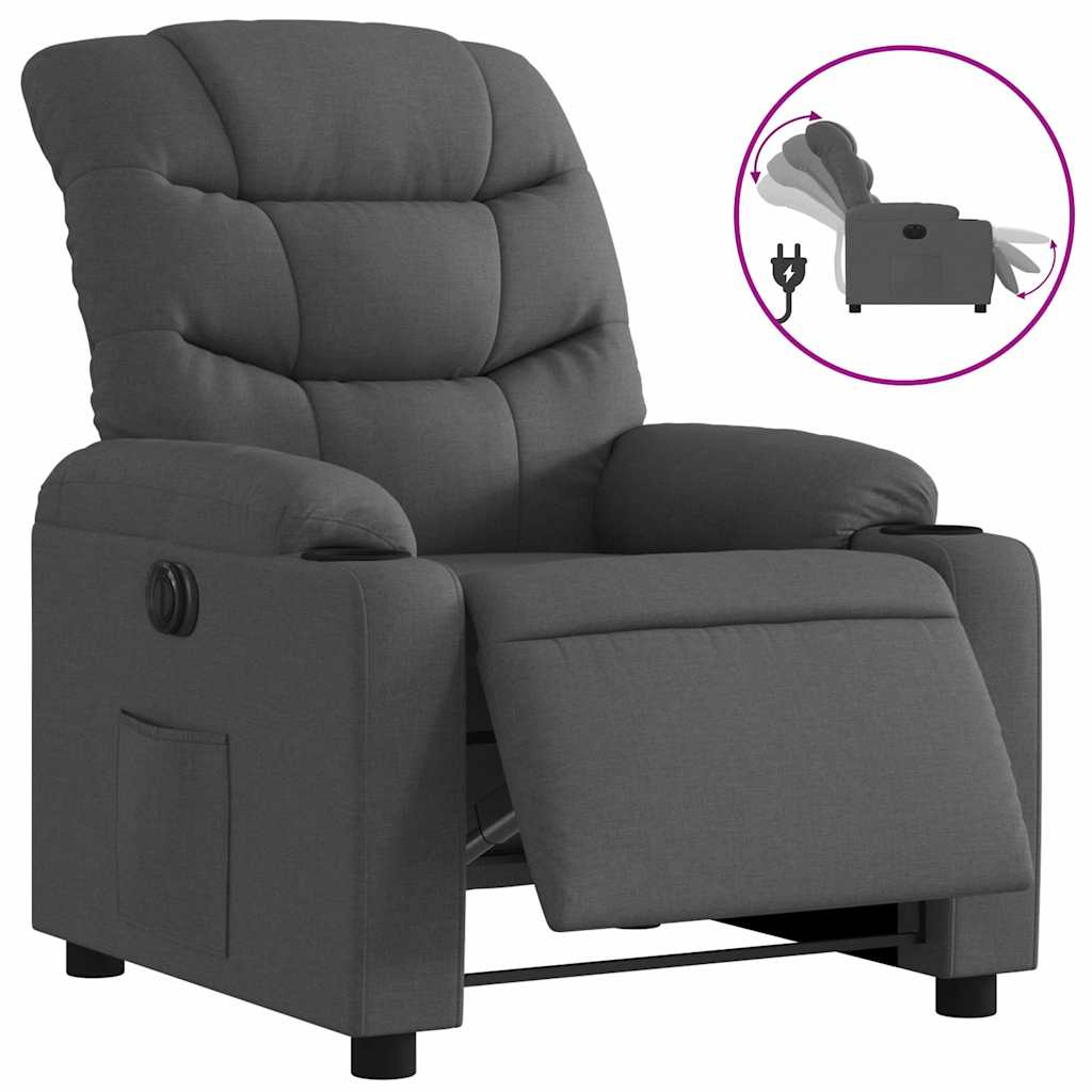 Vidaxl fauteuil elektrisch verstelbaar stof donkergrijs