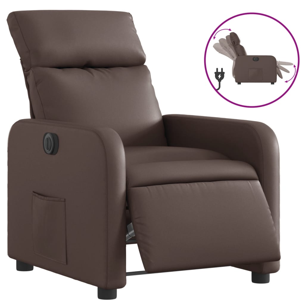 Vidaxl fauteuil verstelbaar elektrisch kunstleer bruin