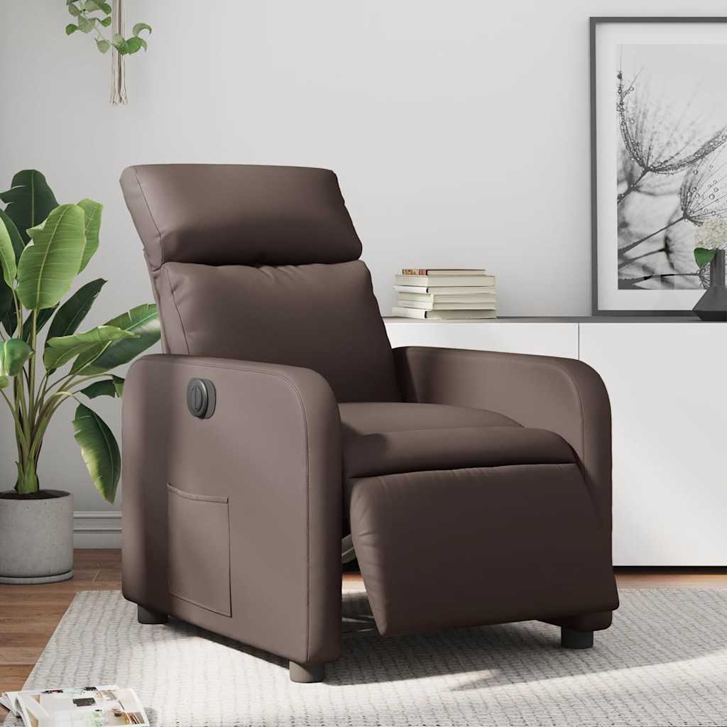 Vidaxl fauteuil verstelbaar elektrisch kunstleer bruin