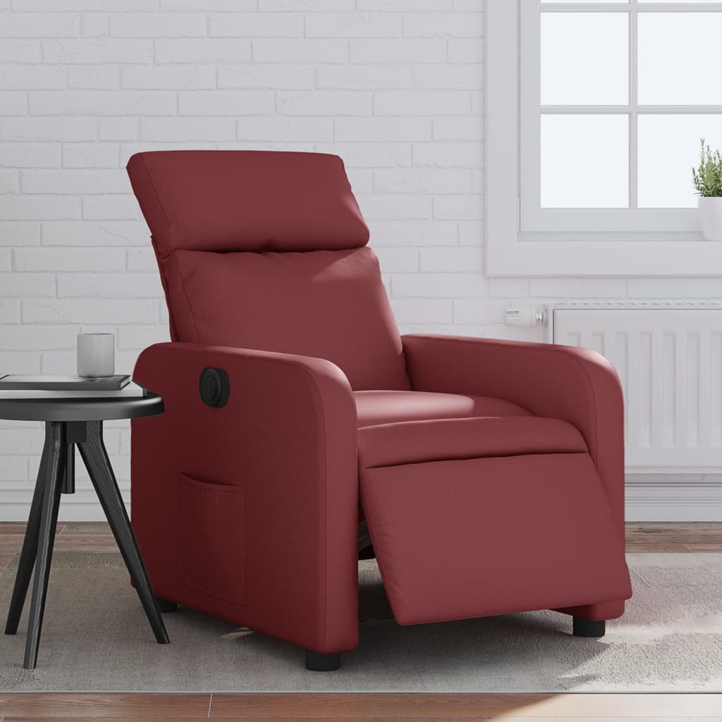 Vidaxl fauteuil verstelbaar elektrisch kunstleer wijnrood