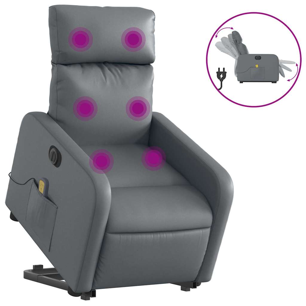 Vidaxl sta-op-massagestoel elektrisch kunstleer grijs