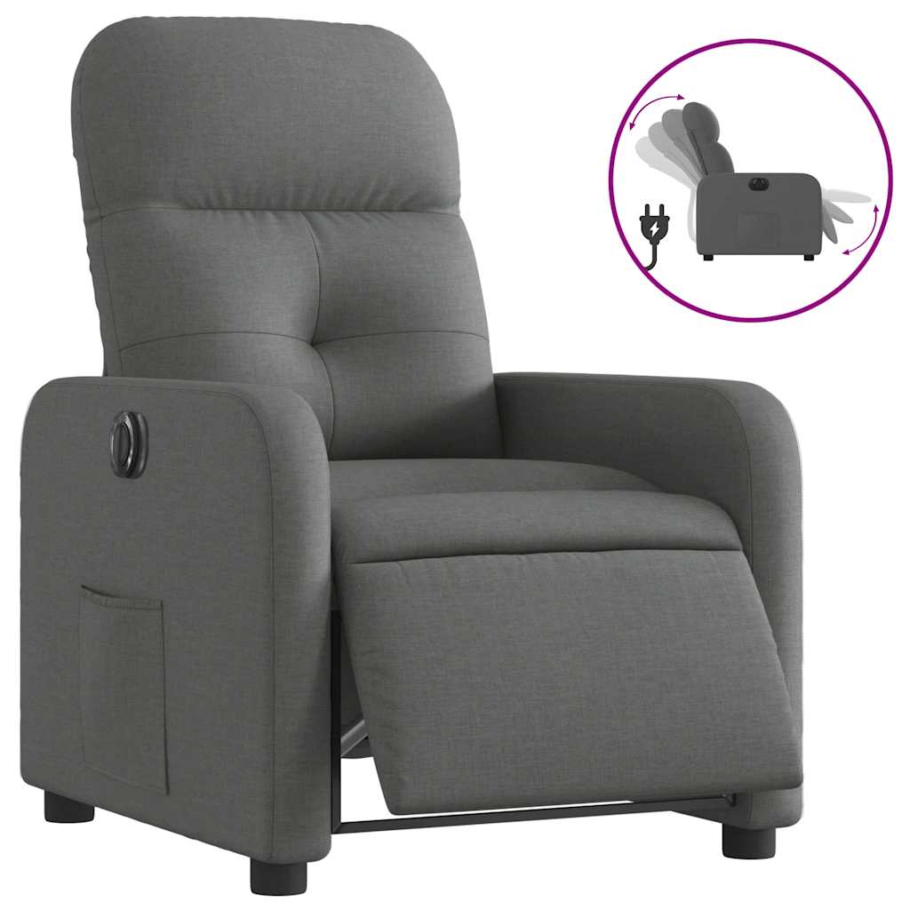 Vidaxl fauteuil elektrisch verstelbaar stof donkergrijs