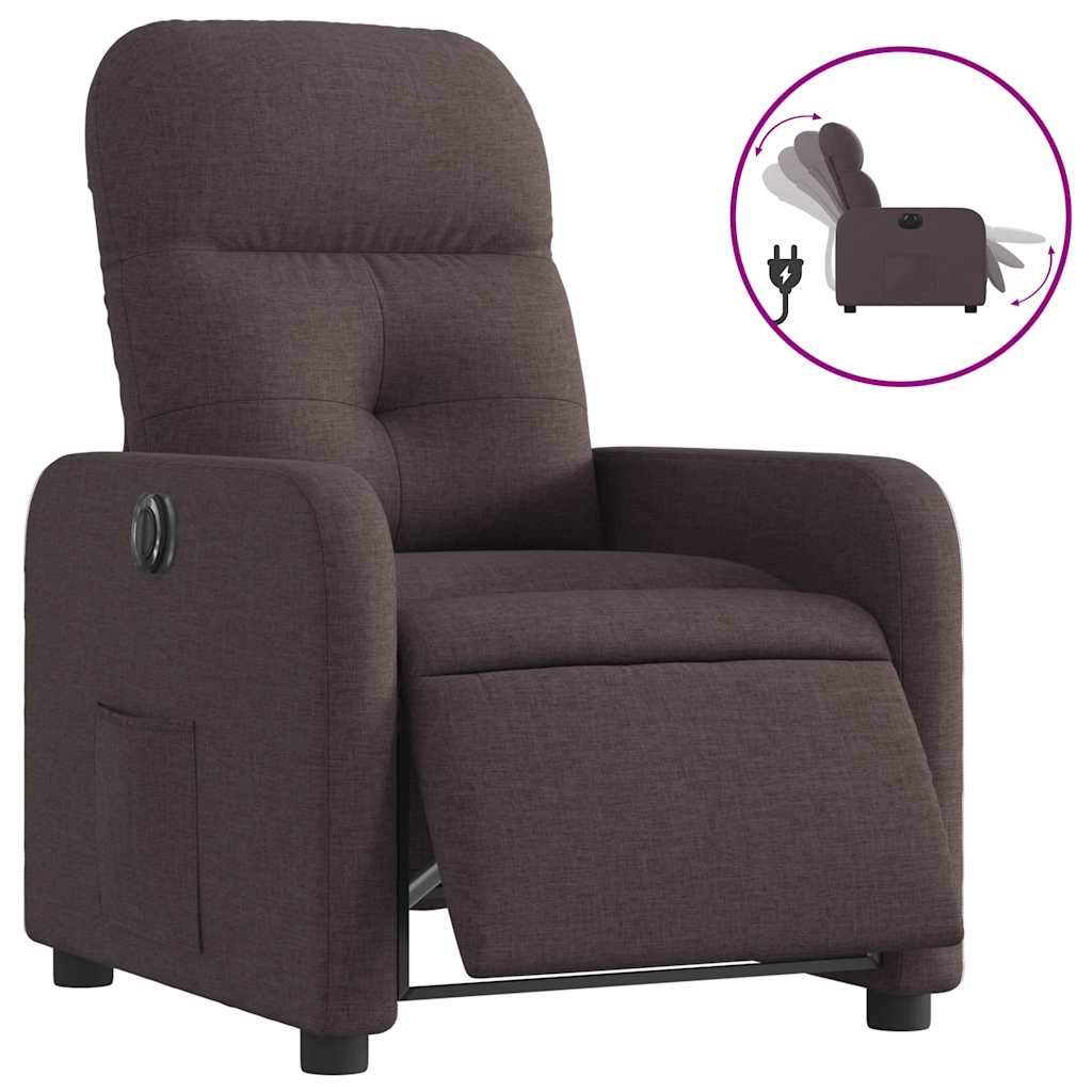 Vidaxl fauteuil verstelbaar elektrisch stof donkerbruin