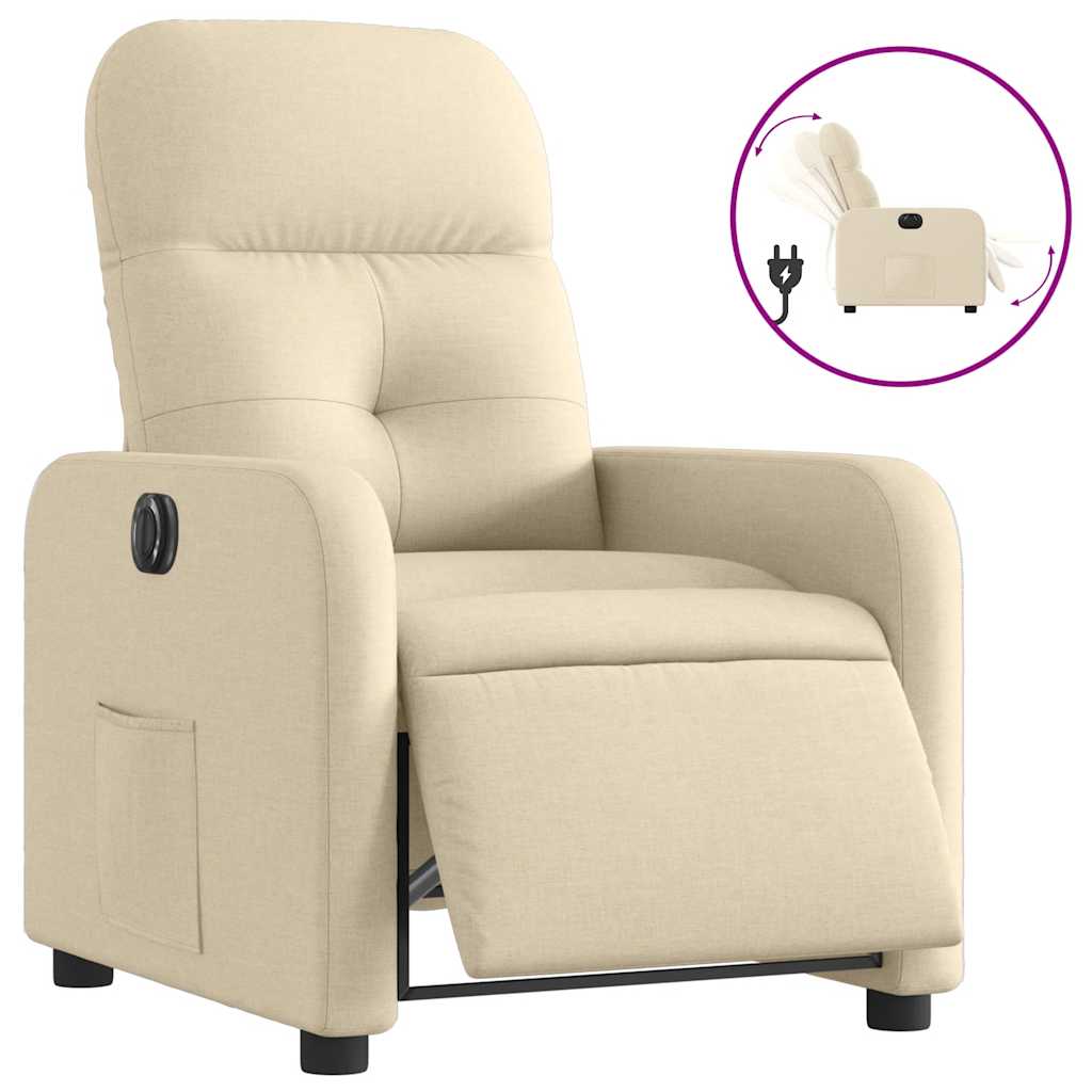 Vidaxl fauteuil verstelbaar elektrisch stof crèmekleurig