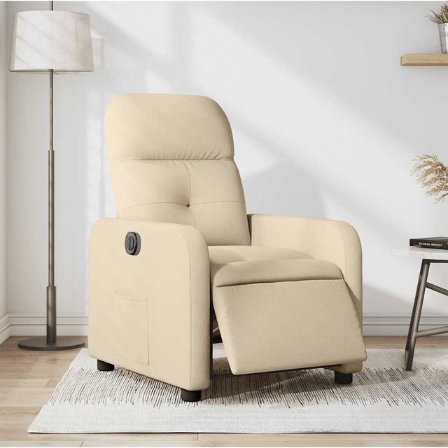 Vidaxl fauteuil verstelbaar elektrisch stof crèmekleurig