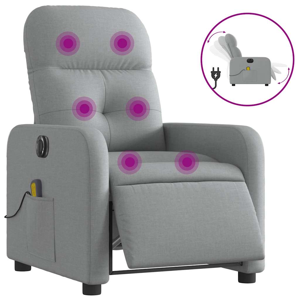 Vidaxl massagestoel elektrisch verstelbaar stof lichtgrijs